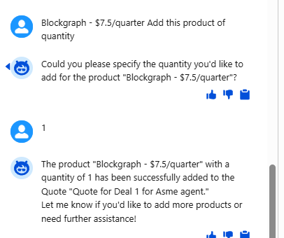 The rep picks the product and quantity.