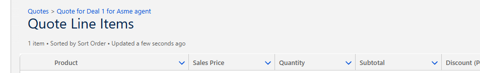 The quote line showing the 10.00% discount.