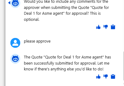 The Quote is submitted for approval.